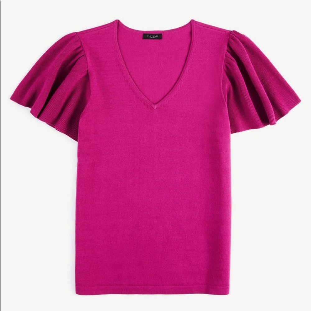 Fuchsia Ruffle Sleeve Sweater